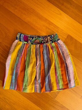 Anthropologie Porridge Striped Multicolored Skirt Womens Size 4 Cotton Pockets